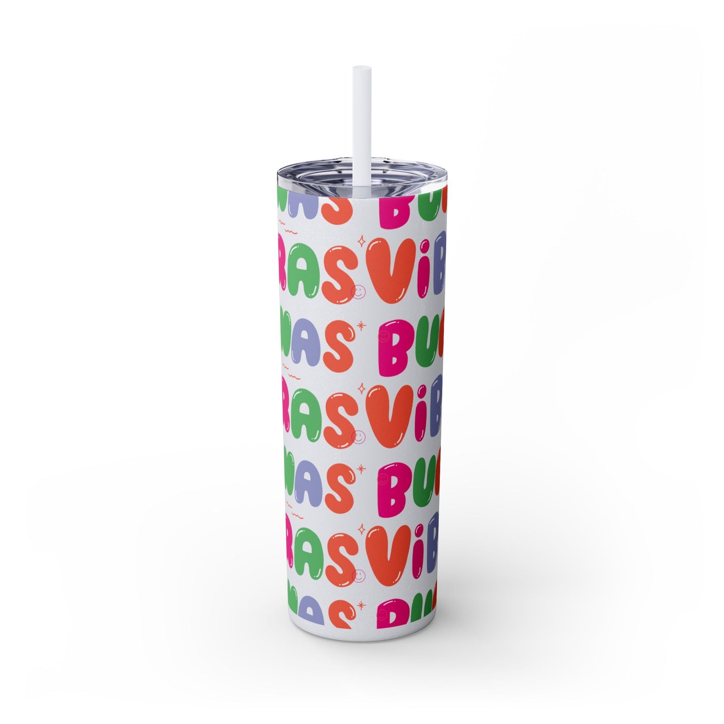 Buenas Vibras - Elina Designs - Skinny Tumbler with Straw, 20oz