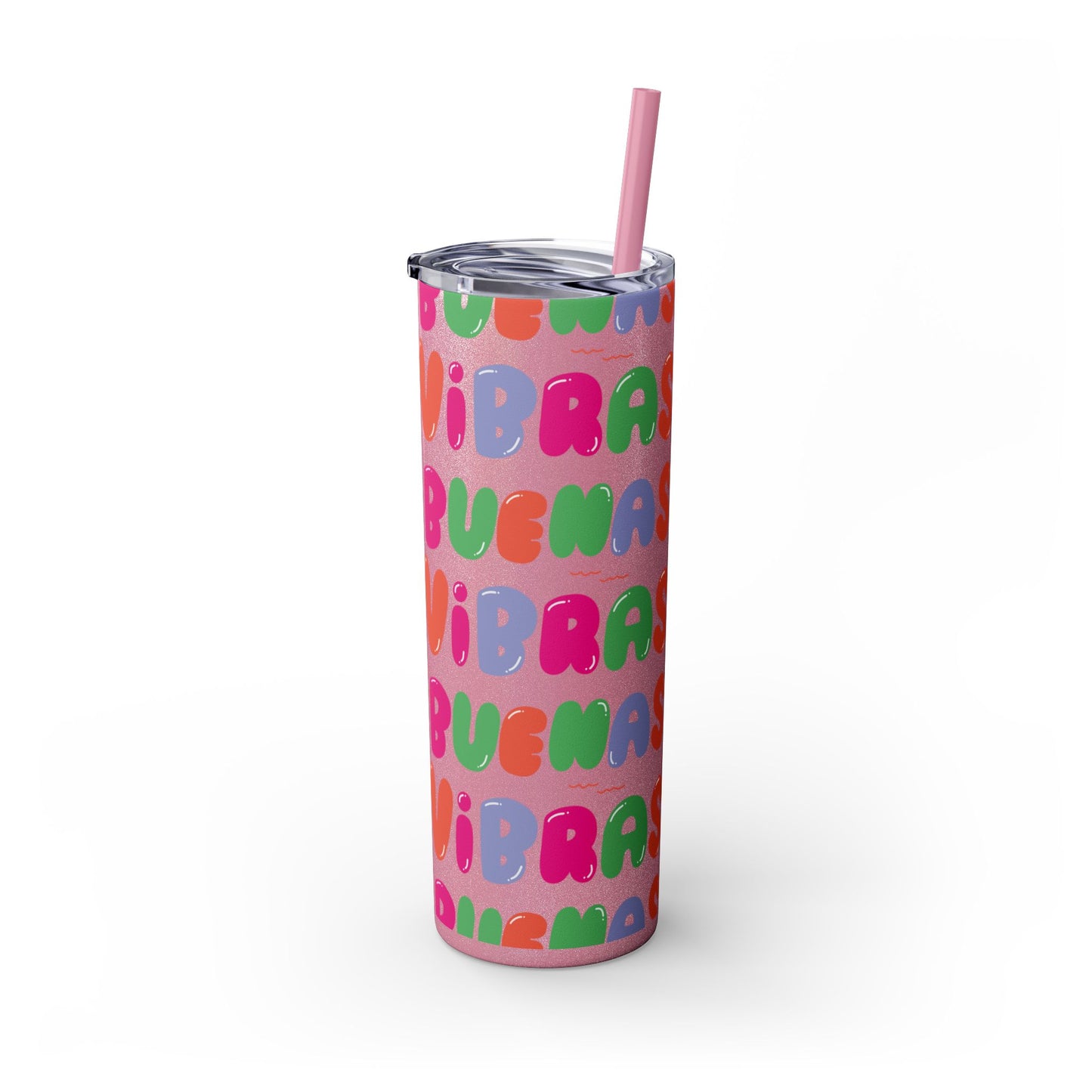 Buenas Vibras - Elina Designs - Skinny Tumbler with Straw, 20oz