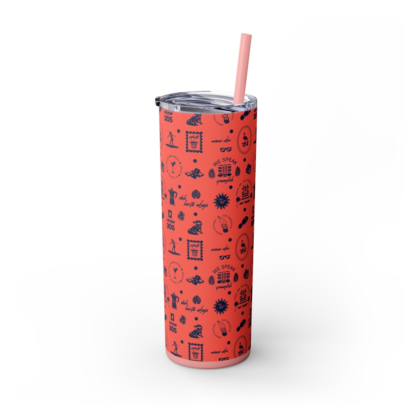 Flamingo Pink - Skinny Tumbler with Straw, 20oz