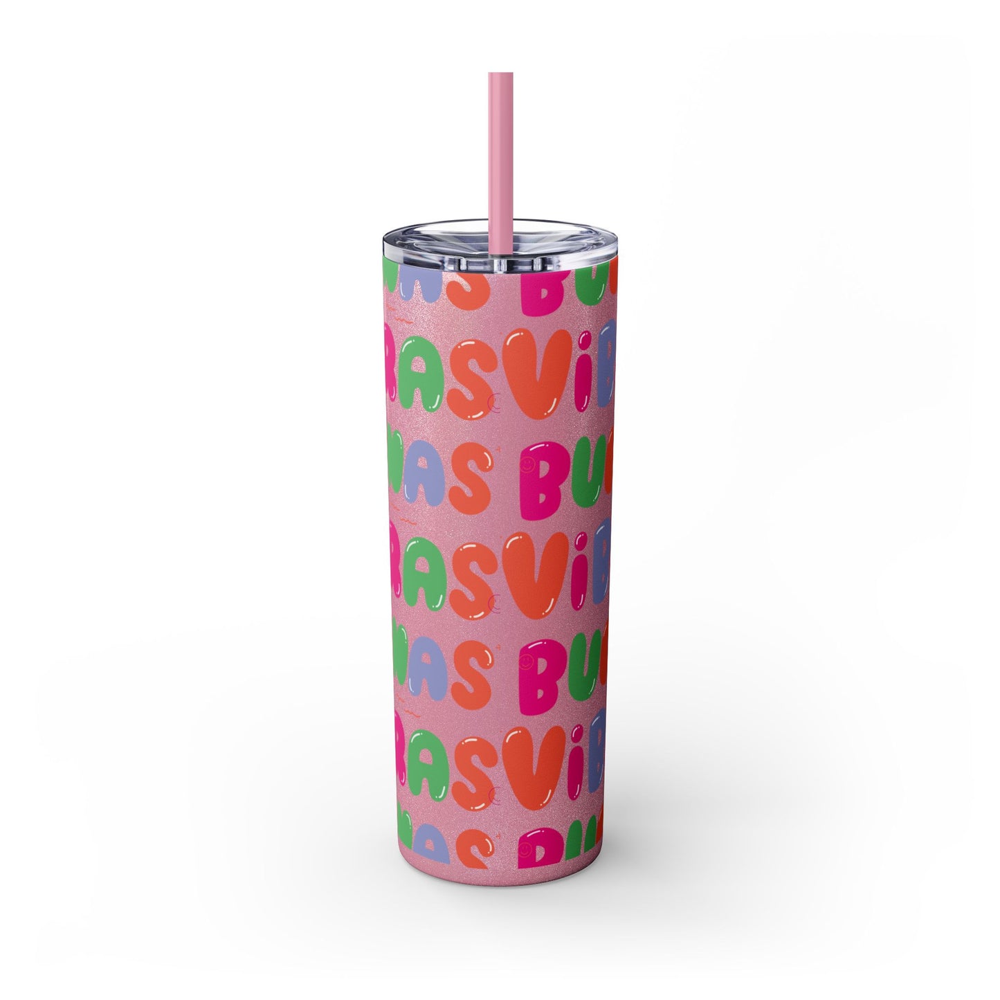 Buenas Vibras - Elina Designs - Skinny Tumbler with Straw, 20oz