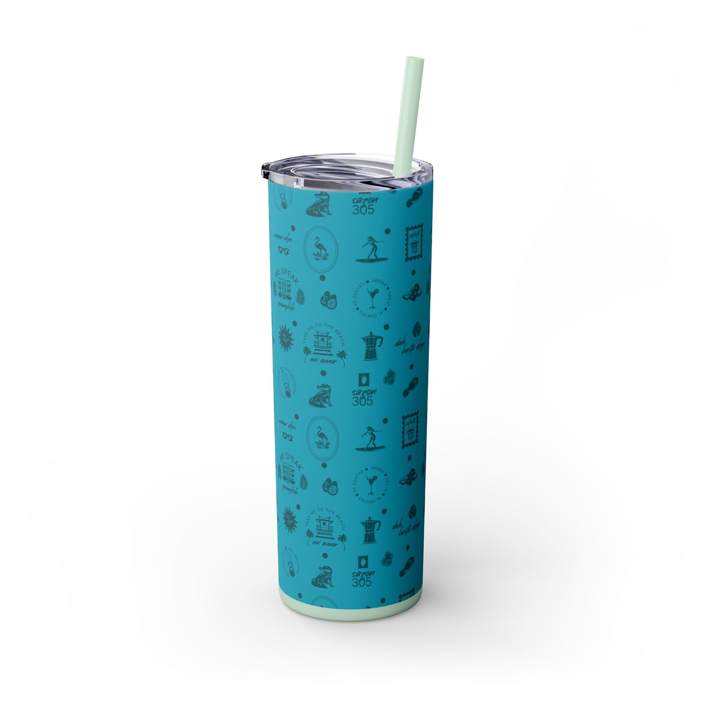 Miami Blues - Skinny Tumbler with Straw, 20oz