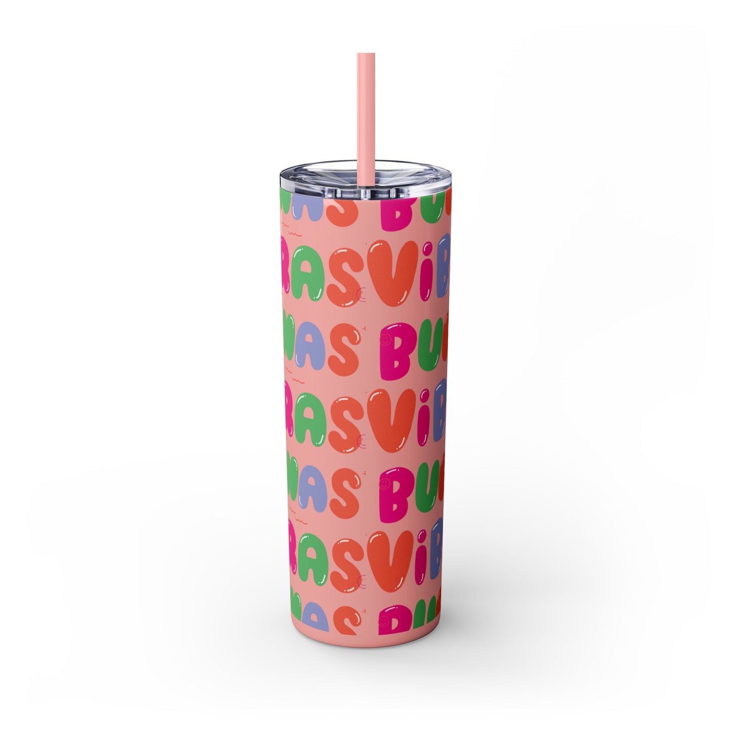 Buenas Vibras - Elina Designs - Skinny Tumbler with Straw, 20oz