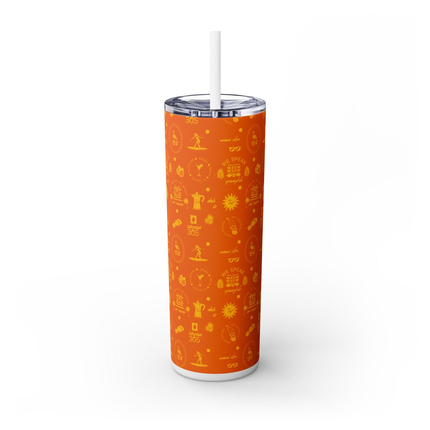 Sun-kissed Orange -  Skinny Tumbler with Straw, 20oz