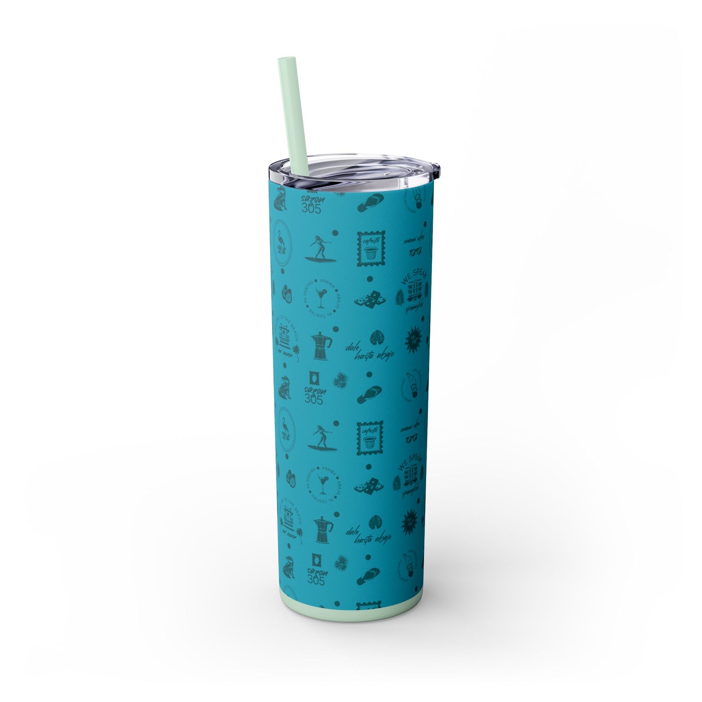 Miami Blues - Skinny Tumbler with Straw, 20oz