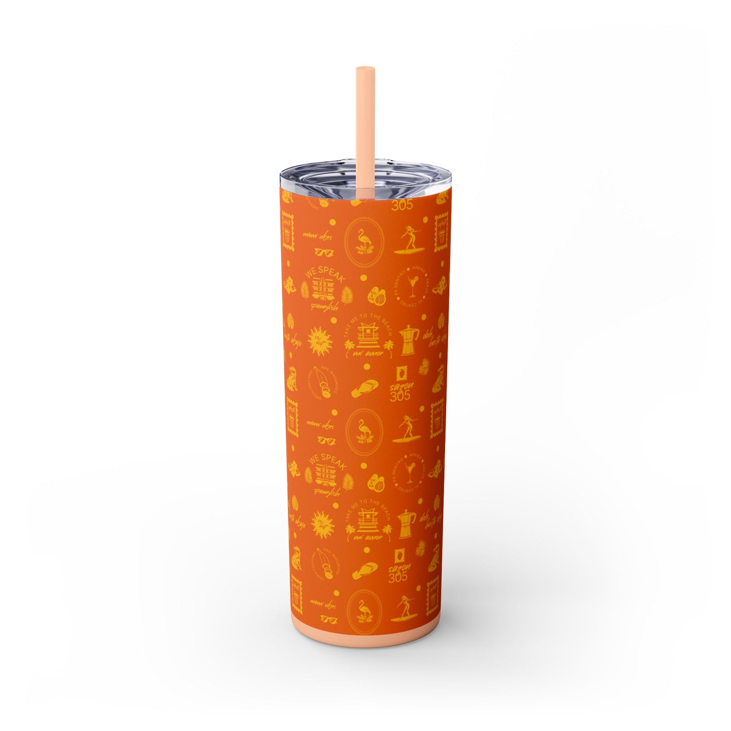 Sun-kissed Orange -  Skinny Tumbler with Straw, 20oz