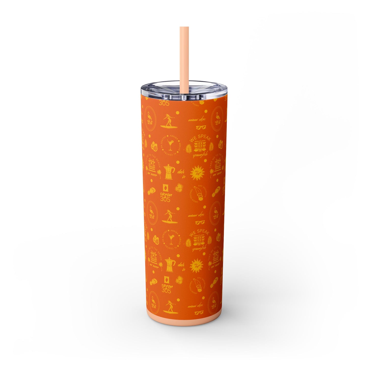 Sun-kissed Orange -  Skinny Tumbler with Straw, 20oz