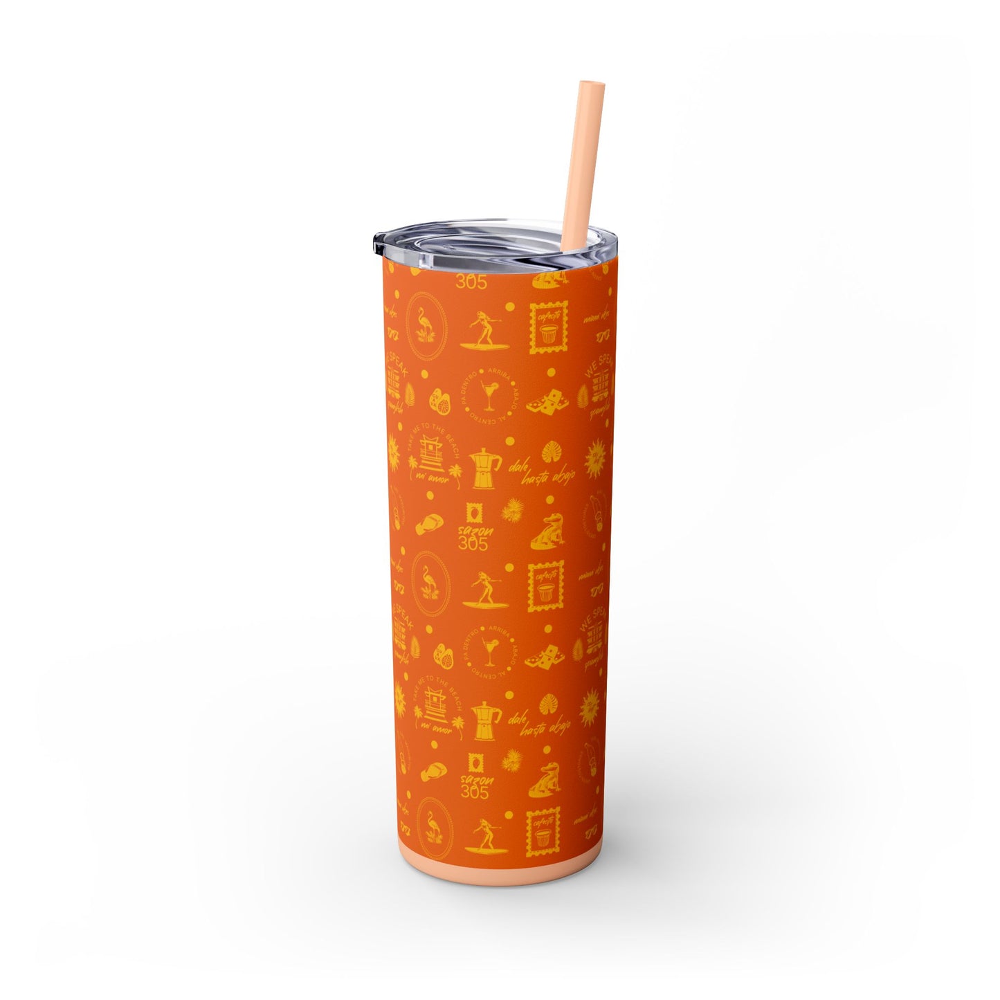 Sun-kissed Orange -  Skinny Tumbler with Straw, 20oz