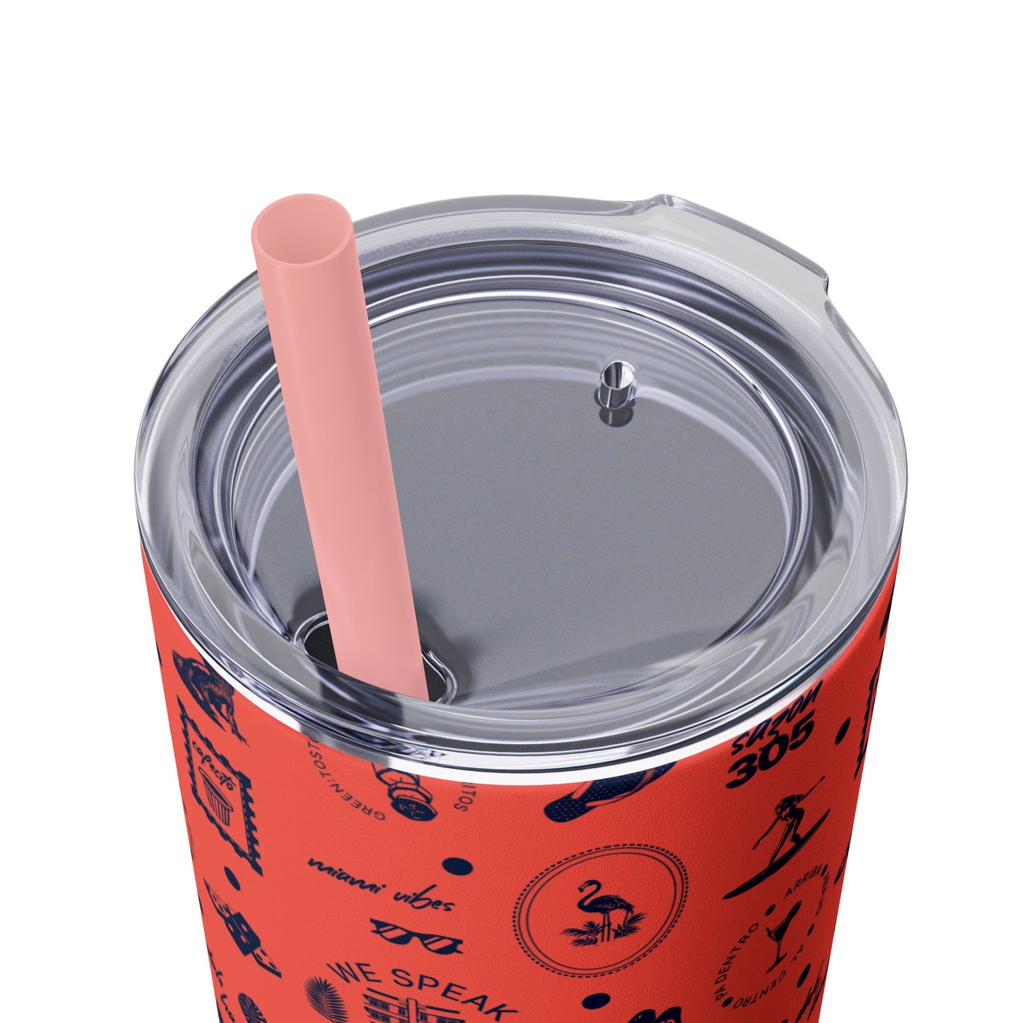 Flamingo Pink - Skinny Tumbler with Straw, 20oz