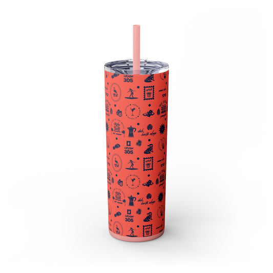 Flamingo Pink - Skinny Tumbler with Straw, 20oz