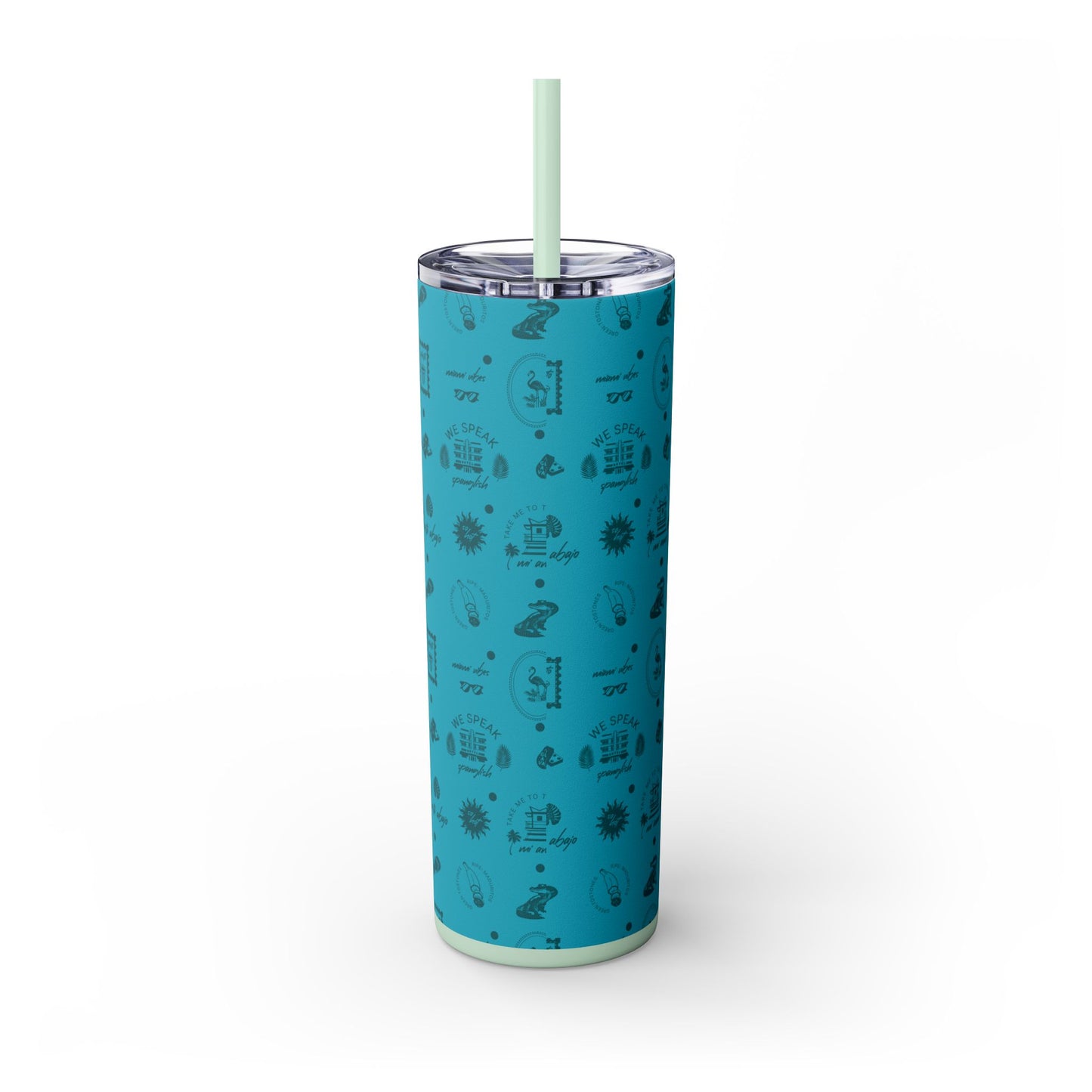 Miami Blues - Skinny Tumbler with Straw, 20oz